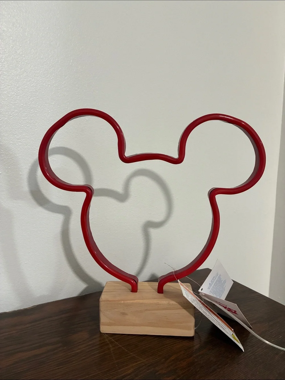 NWT- Disney- LED Light Up- RED- Mickey Mouse Head Neon Accent Light
